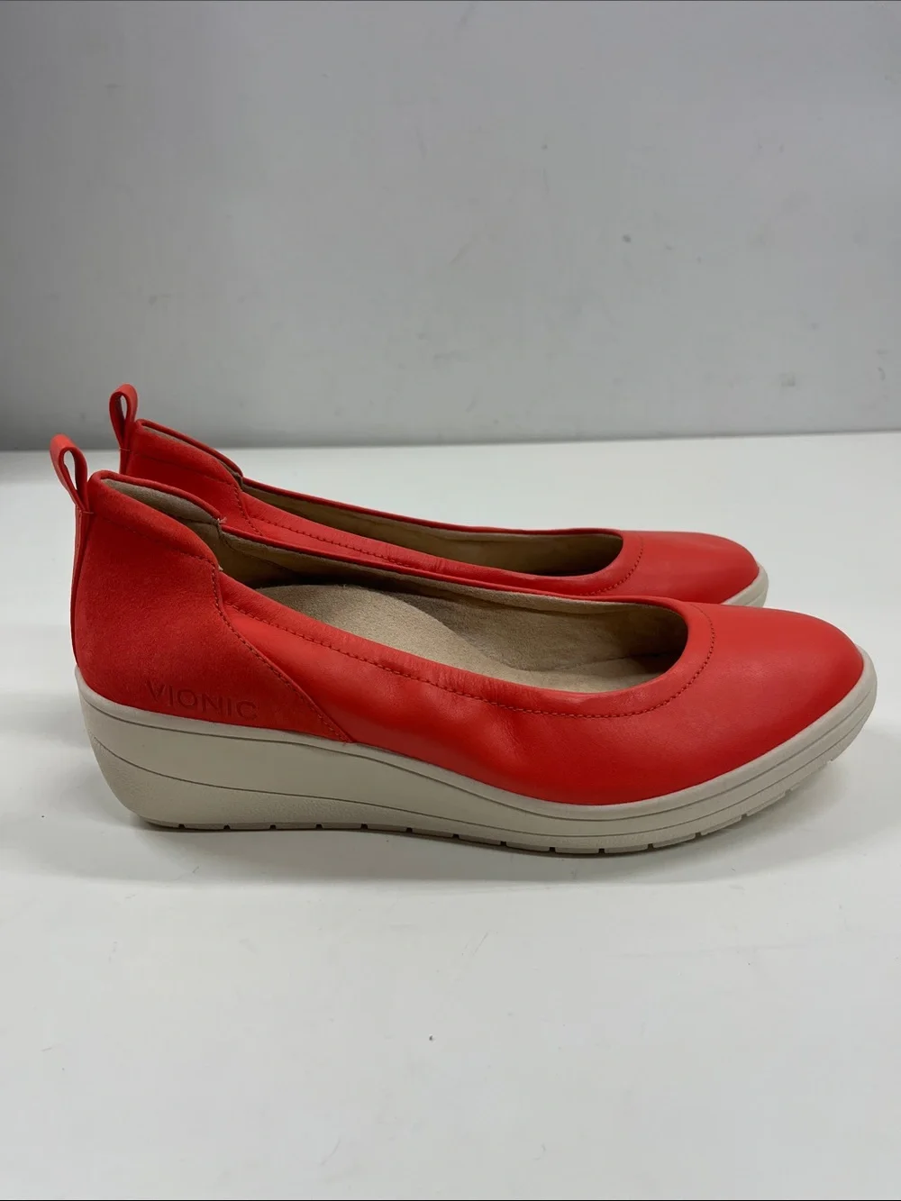 New Vionic Jacey Slip-On Wedge Shoes Poppy Size 7.5